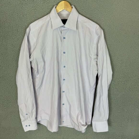 David Donahue Shirt Mens 15.5‎ 34/35 Purple Long Sleeve Button Up Dress - Picture 1 of 7